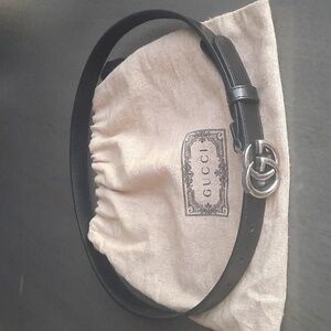 Gucci Marmont 409417 Belt Black Narrow Leather  Womens 75/30